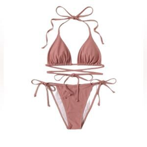💲6️⃣ Bundled ✔️Wrap Around Tie Waist Tri Cheeky Bikini sz Small | Beach Basics